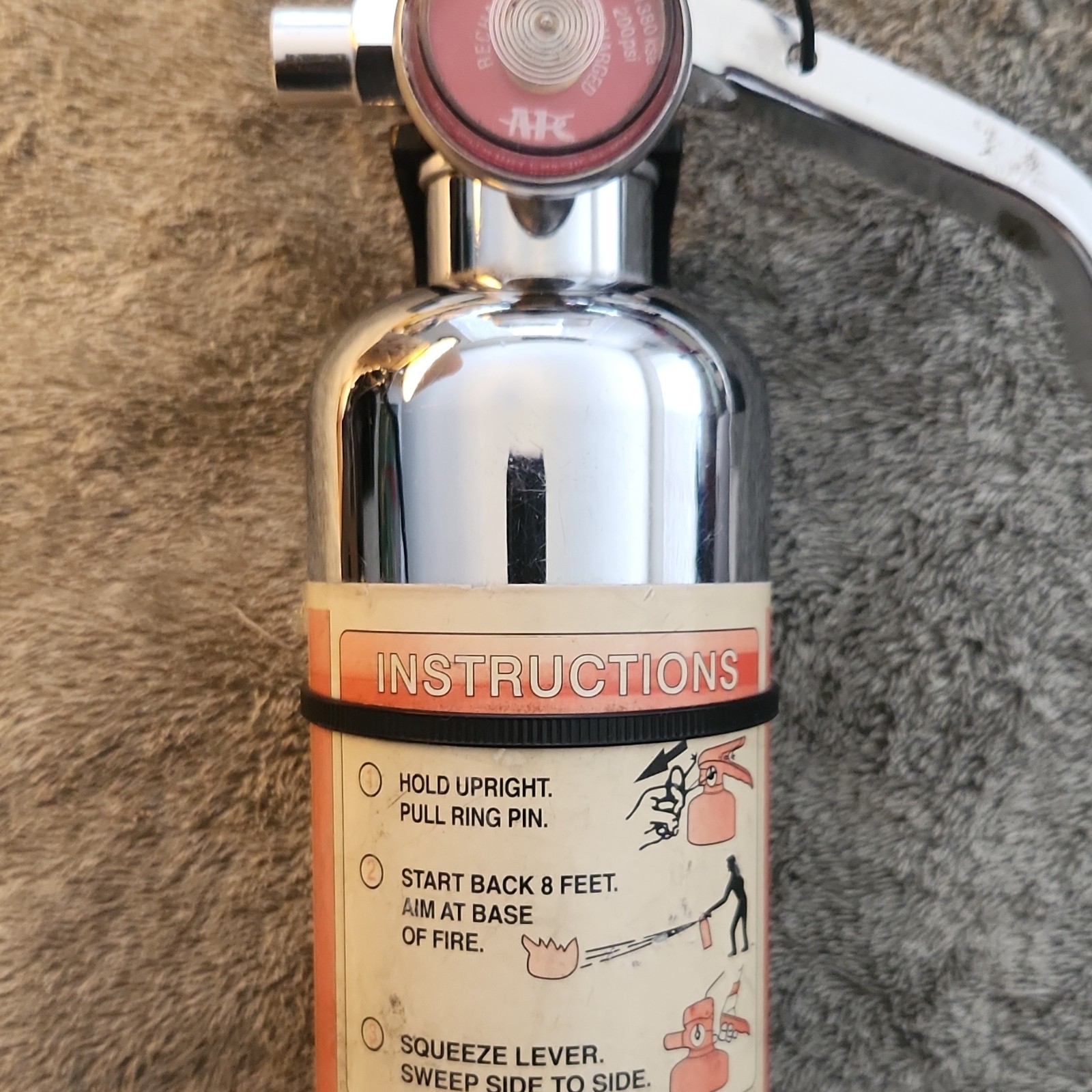 AFC Model 10 Chrome Fire Extinguisher w/ Pressure Gauge & Wall Mount Bracket