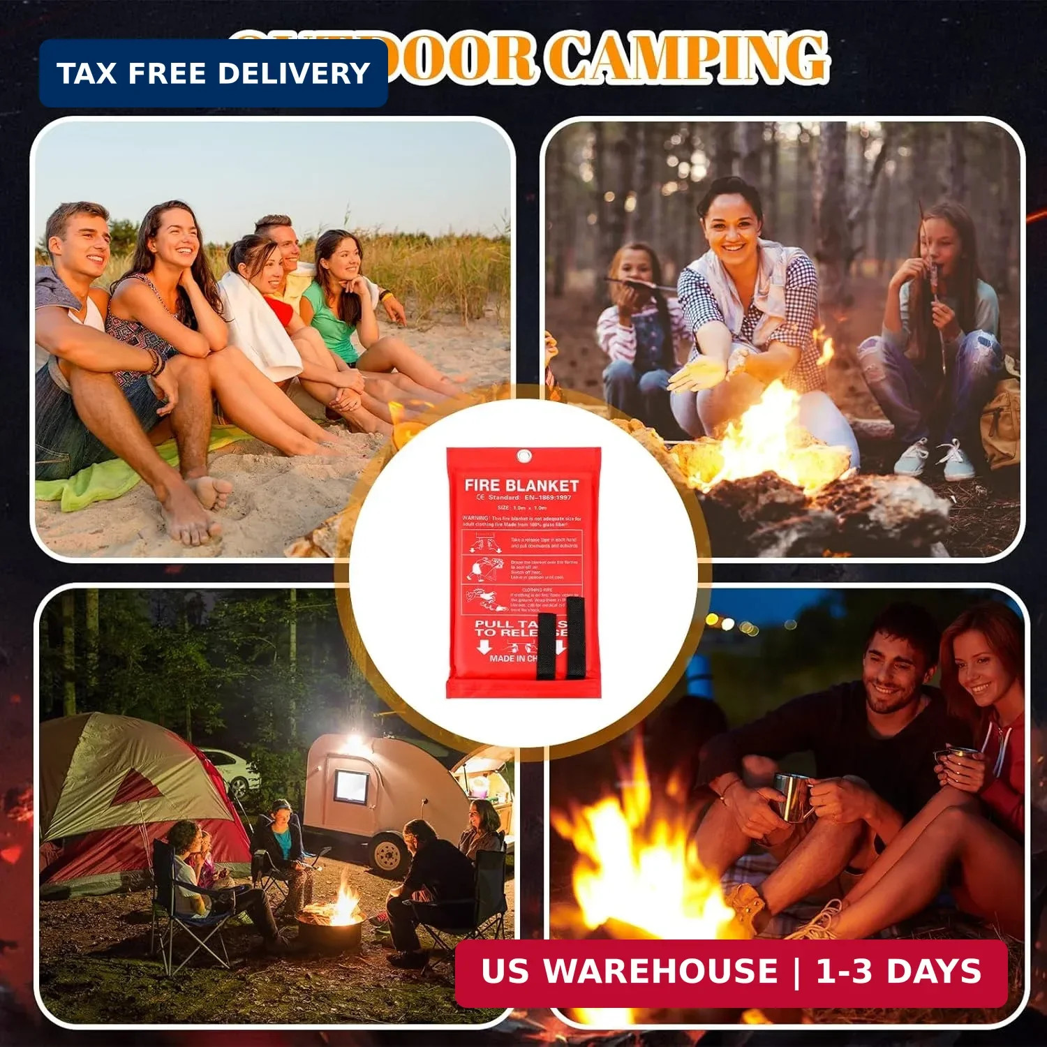 Jerify 24 Pcs Fire Blanket – Fiberglass Fire Emergency Flame Retardant Safety Fi