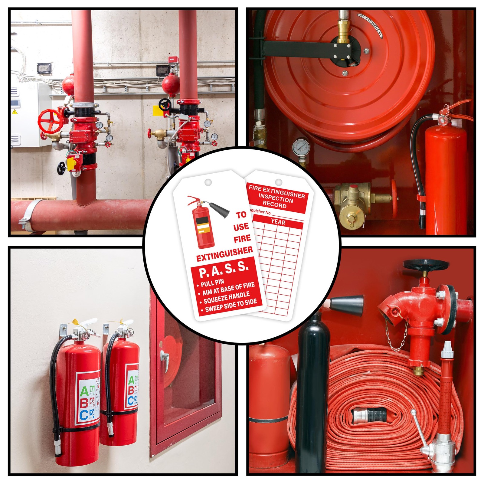 160 Sets Fire Extinguisher Tags with Adjustable Wire Ties Monthly Inspection Rec