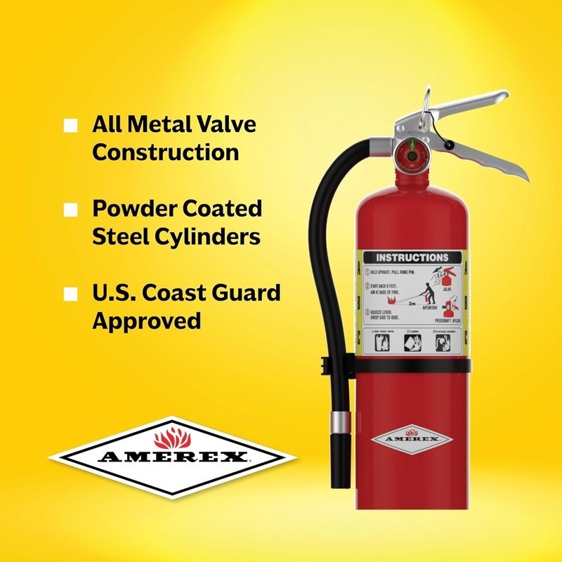 ABC Dry Chemical Fire Extinguisher Class A B C All Metal Valve W/ Bracket New