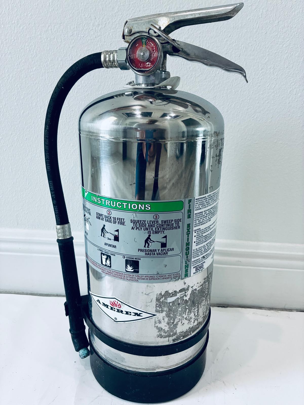 Amerex B260, 6 Liter Wet Chemical Class A K Fire Extinguisher Kitchen Restaurant