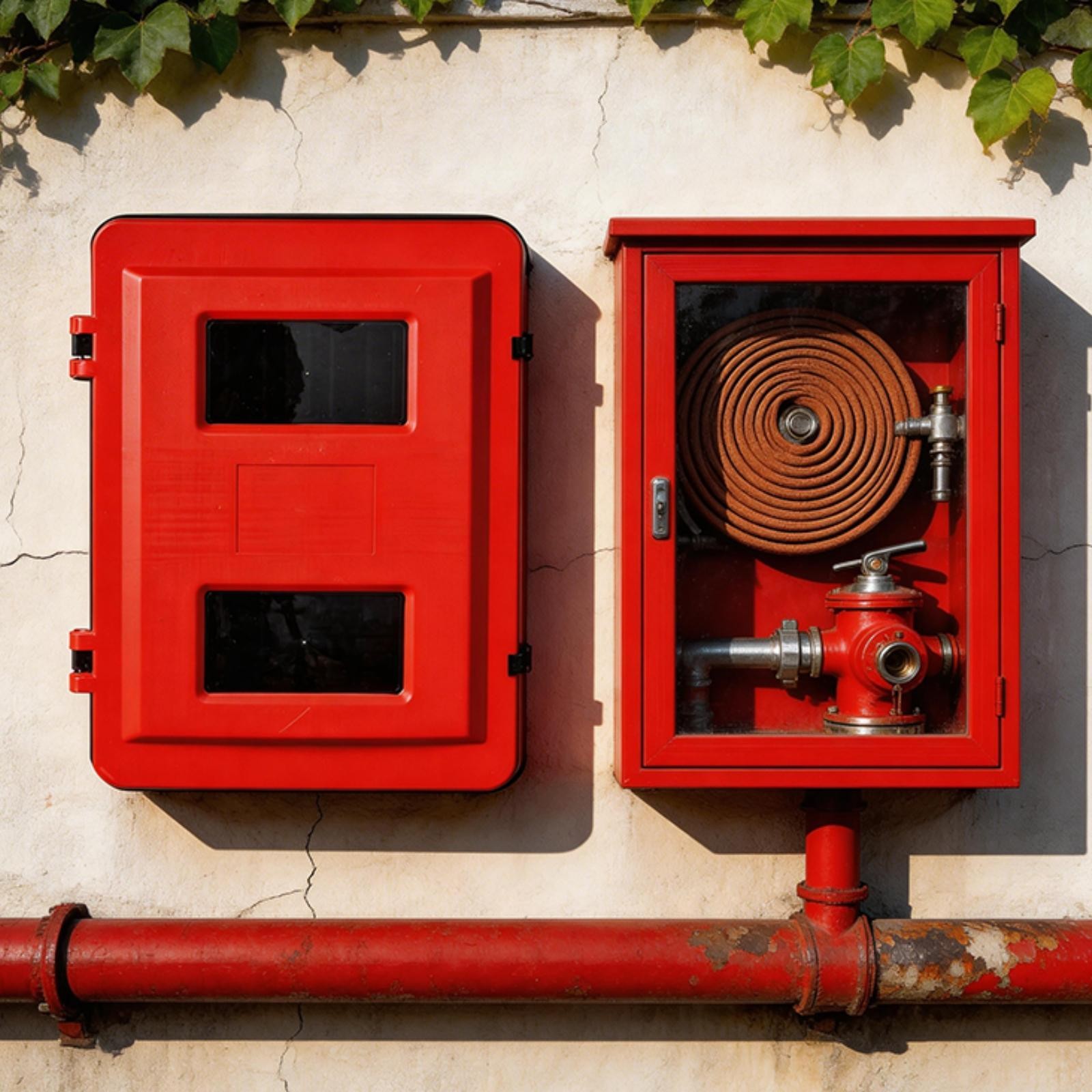 13lb+13lb Red Fire Extinguisher Cabiner Indoor/Outdoor W/Latches