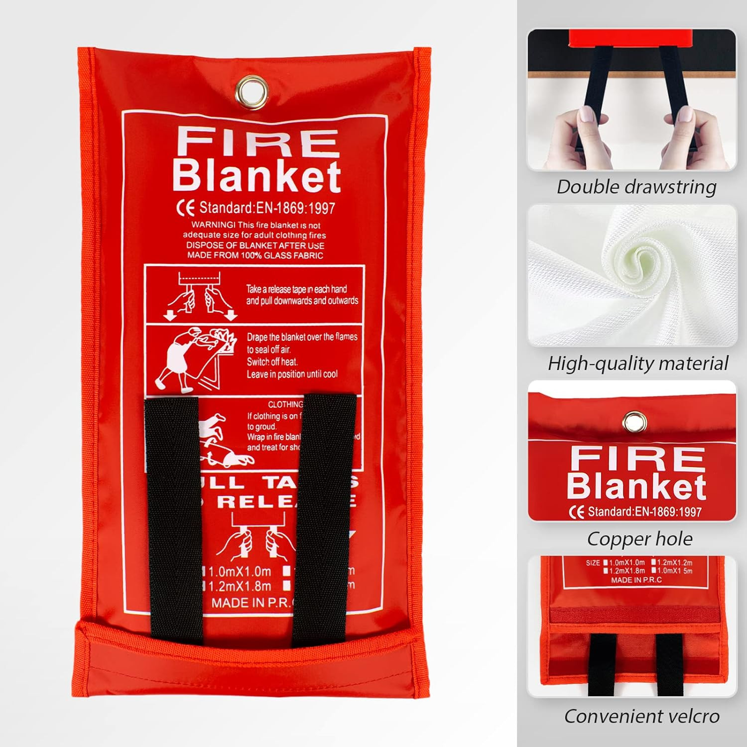 FLASLD Fire Blanket for Home, Fiberglass 3 ft x 3 – 2 Pack, White