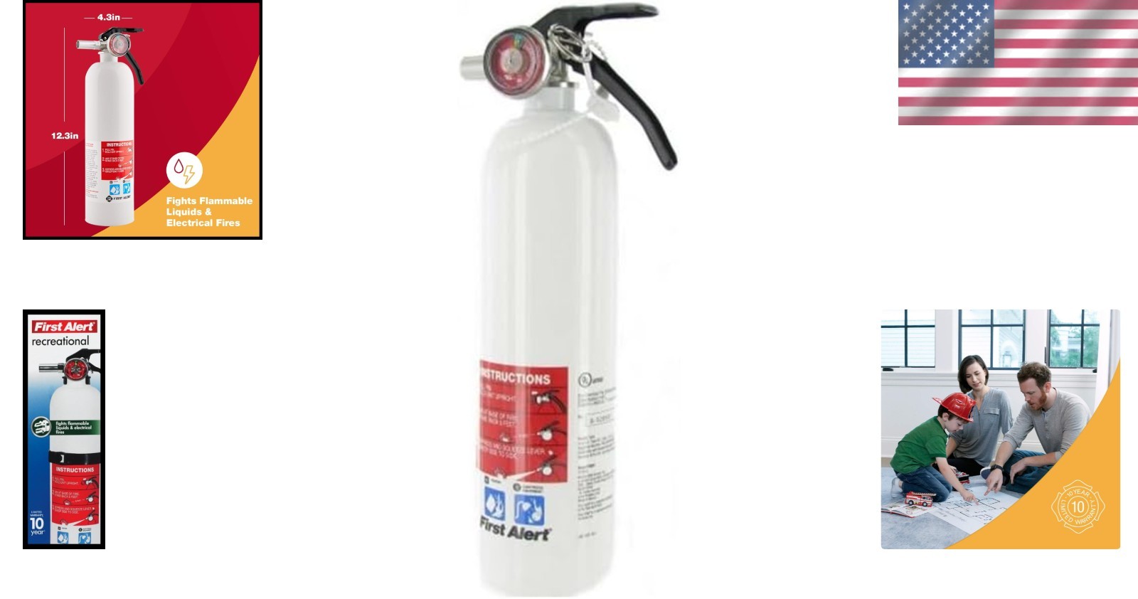 Quick Protection Recreational Fire Extinguisher with Safety Seal, 3.74” Height
