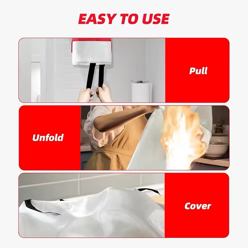 Emergency Fire Blanket – 1 Pack – 39” x 39” Fiberglass Fire Suppression Blanket