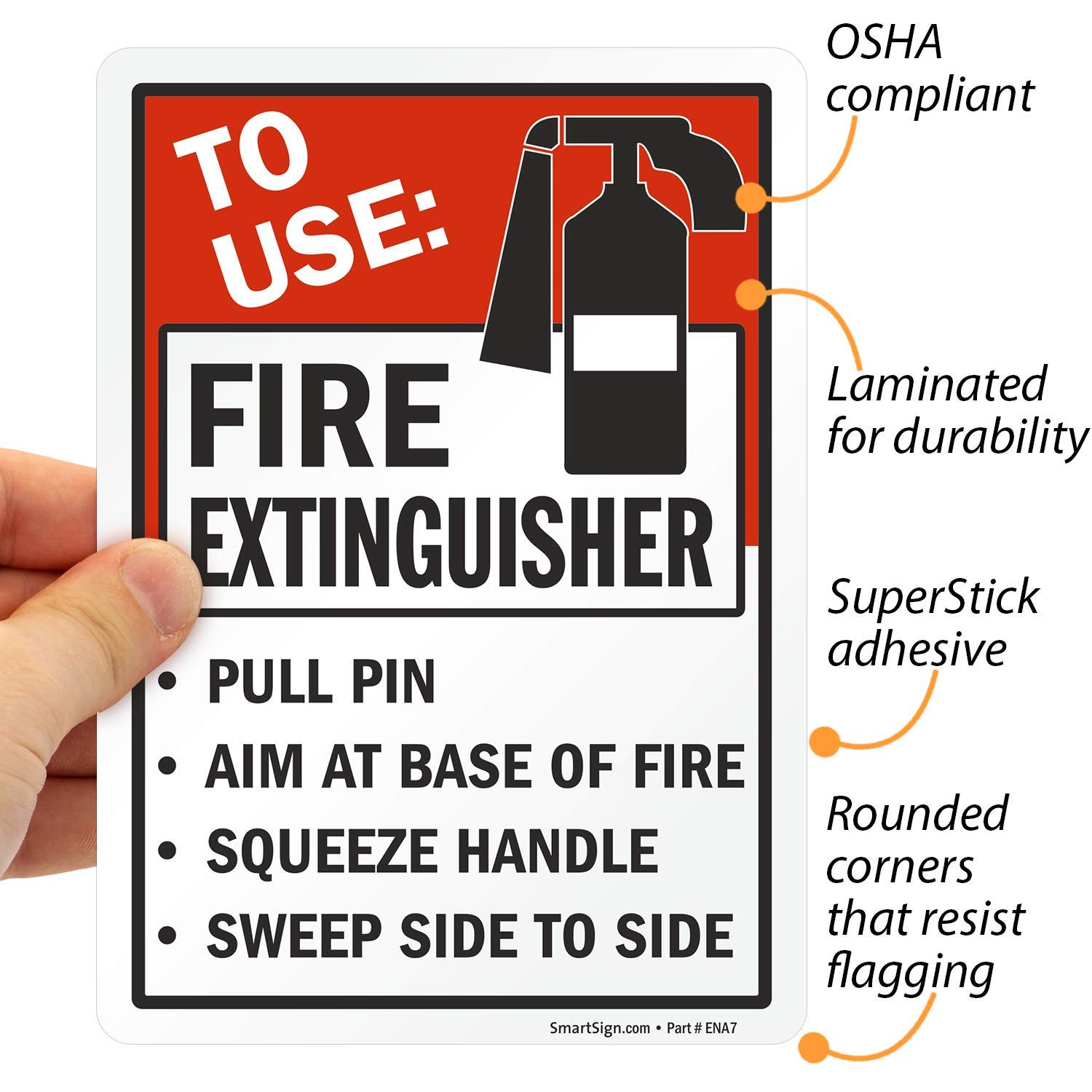 7″ x 5″ Fire Extinguisher Instruction Labels – 4-Pack, Laminated Polyester