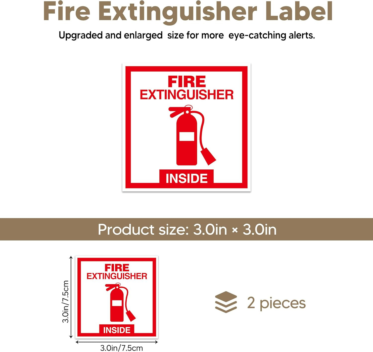 Fire Extinguisher Sign Stickers – 2 Pack, Waterproof, Self-Adhesive, Red/White