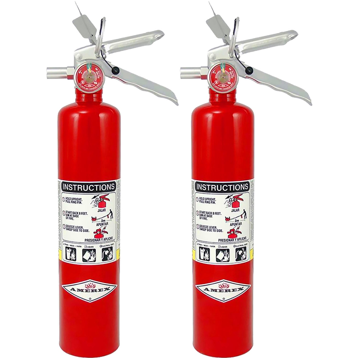 Amerex B417T 2.5 lbs Dry Chemical Fire Extinguisher with Wall Bracket – 2 Pack