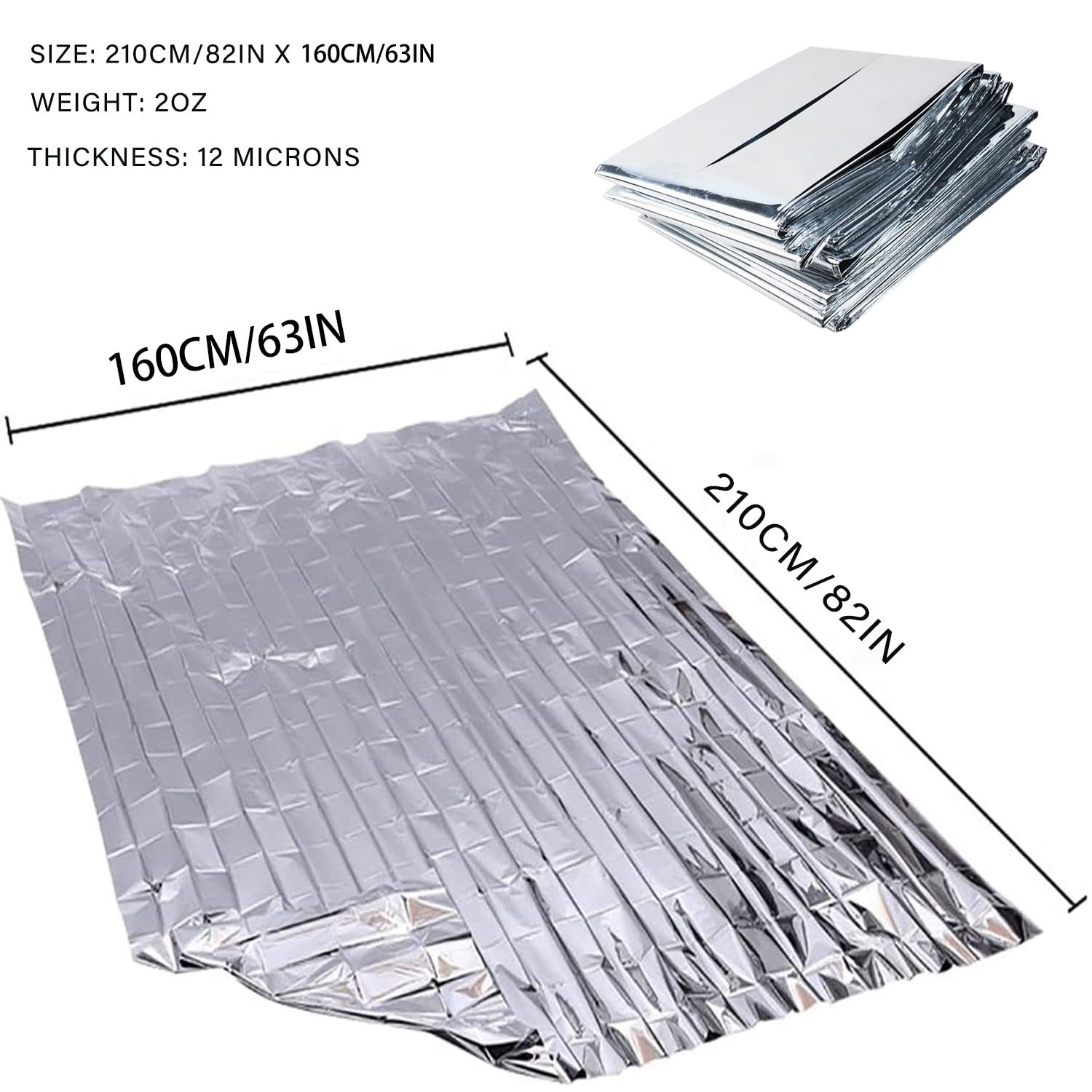 Emergency Foil Thermal Blanket (Pack of 25), 210 x 160 cm (82″ x 63″) Emergen…