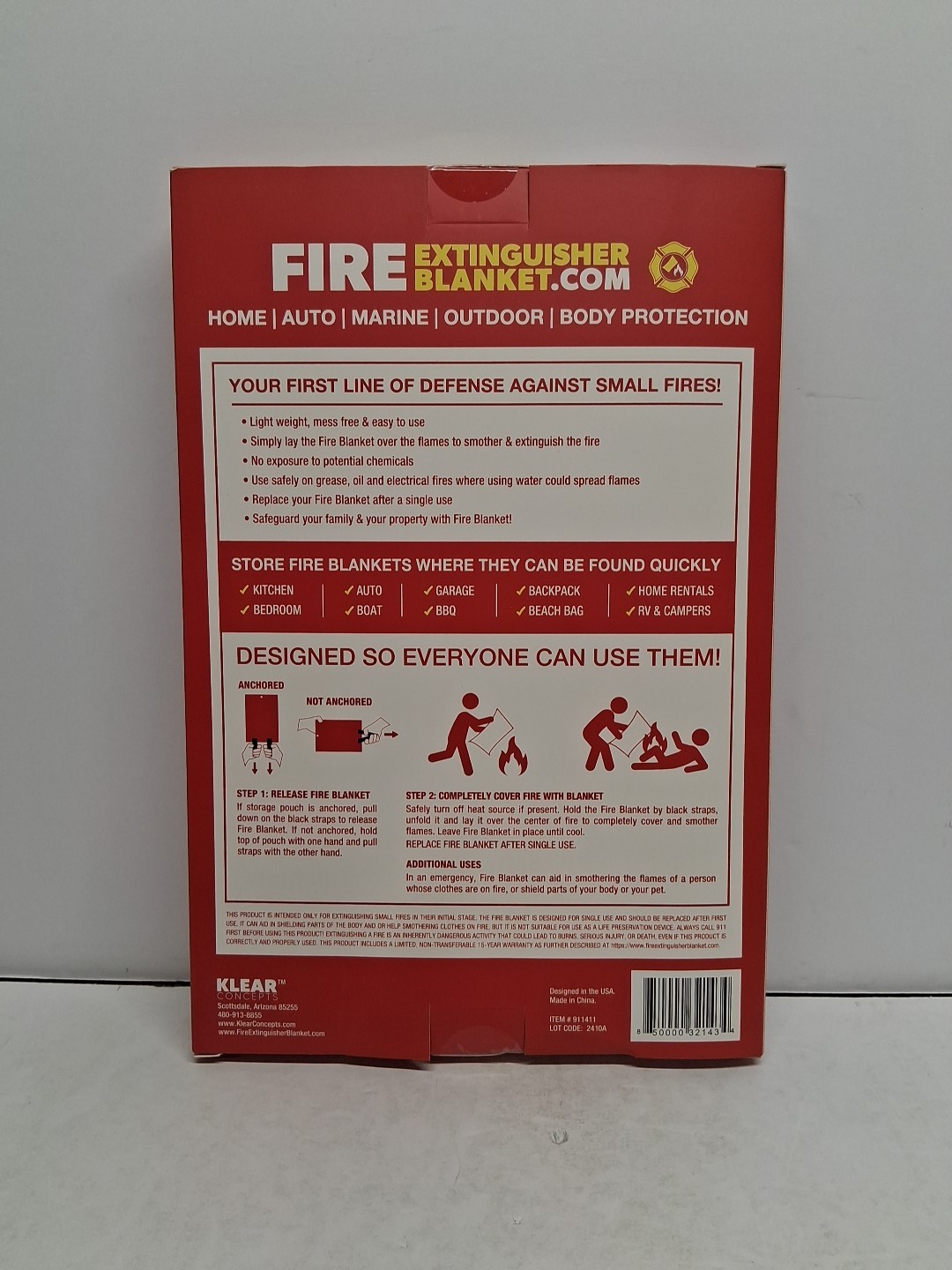Klear Concepts 40″ X 40″ Fire Extinguisher Blanket 911411