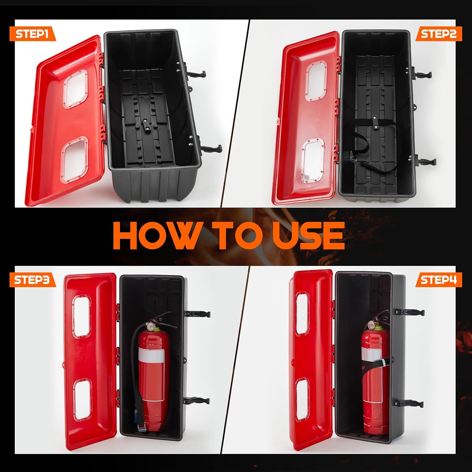 1 Pcs 10 Lb Fire Extinguisher Cabinet Box with Internal Rope Fastening and Exter