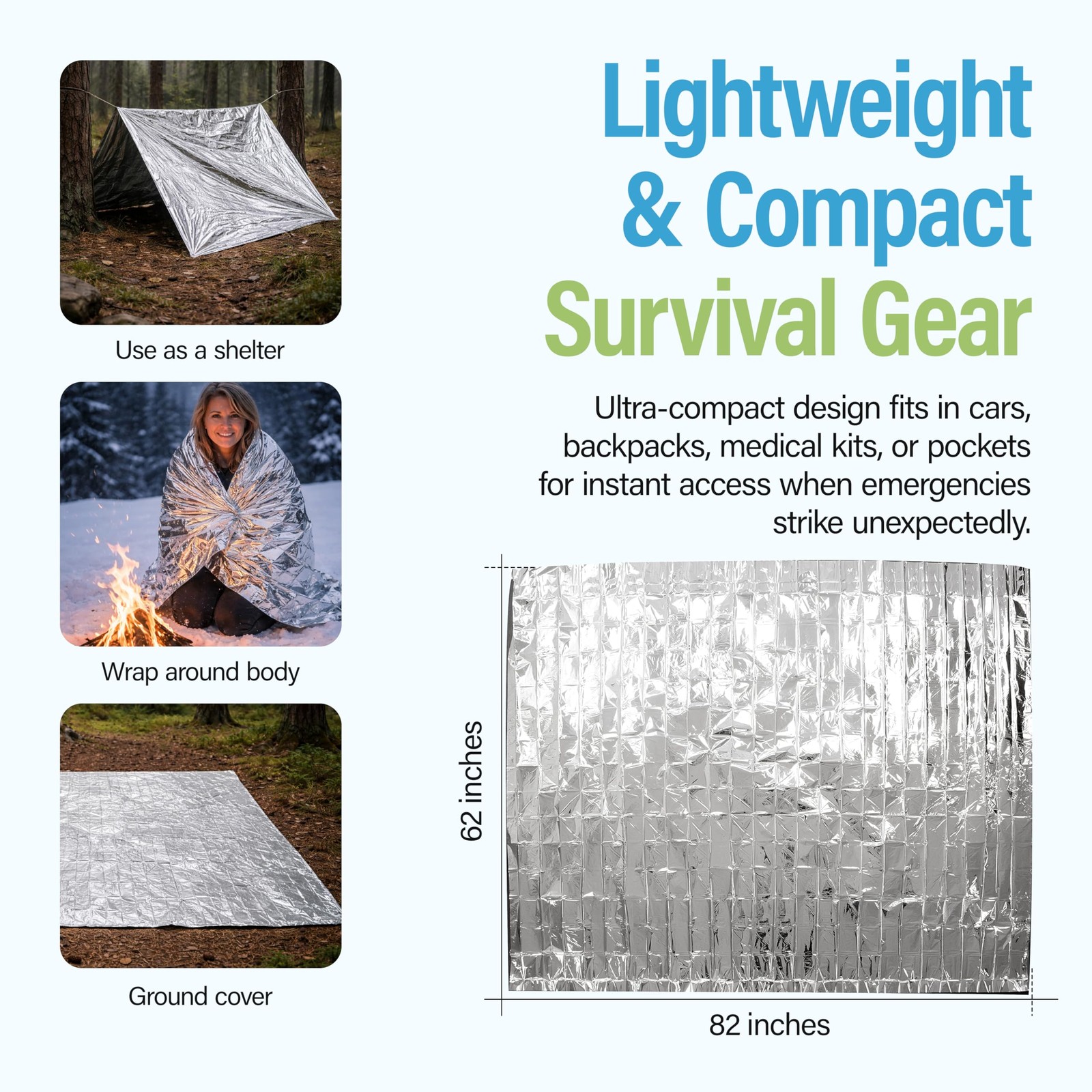 Ever Ready First Aid Mylar Rescue Blanket, Large Silver Thermal Sheet for Eme…