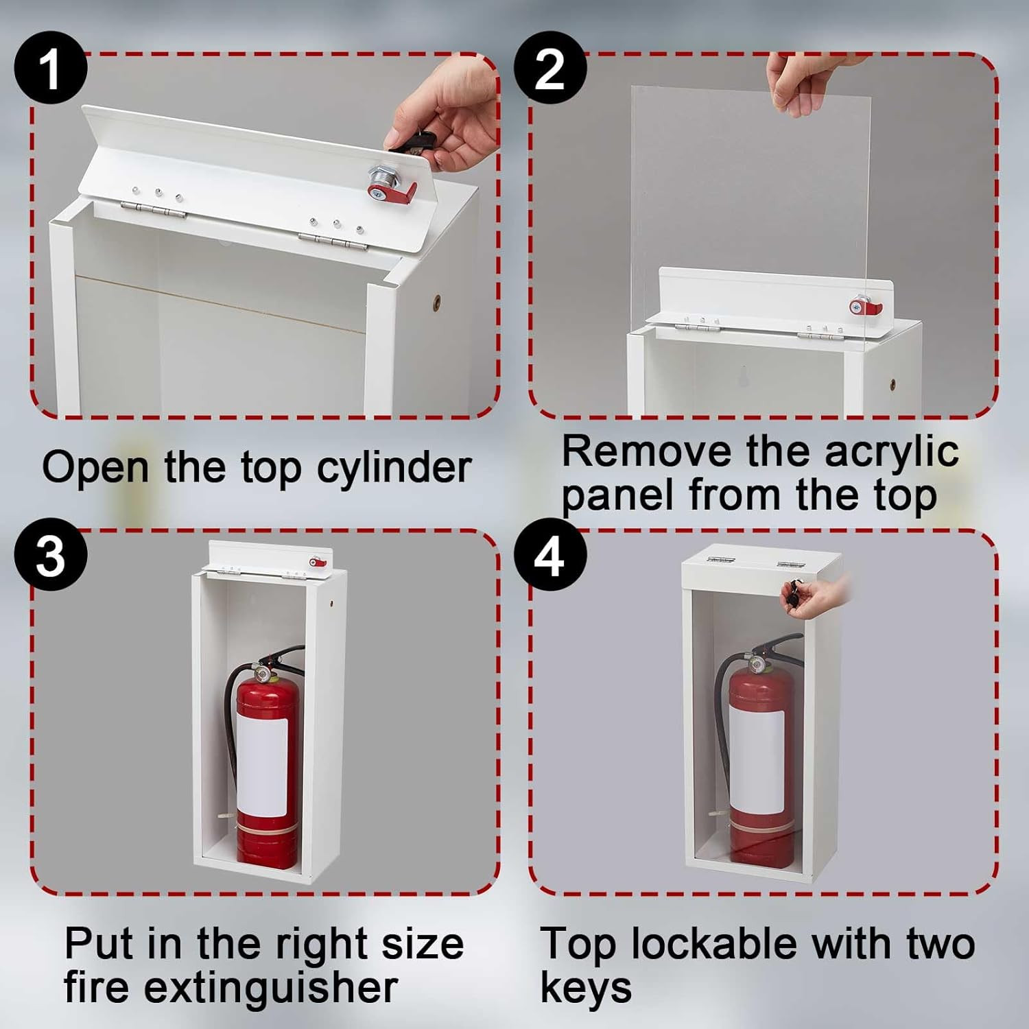 1 Pcs White Fire Extinguisher Cabinet Wall & Surface Mount 24-3/4″ H X 10-1/4″ W