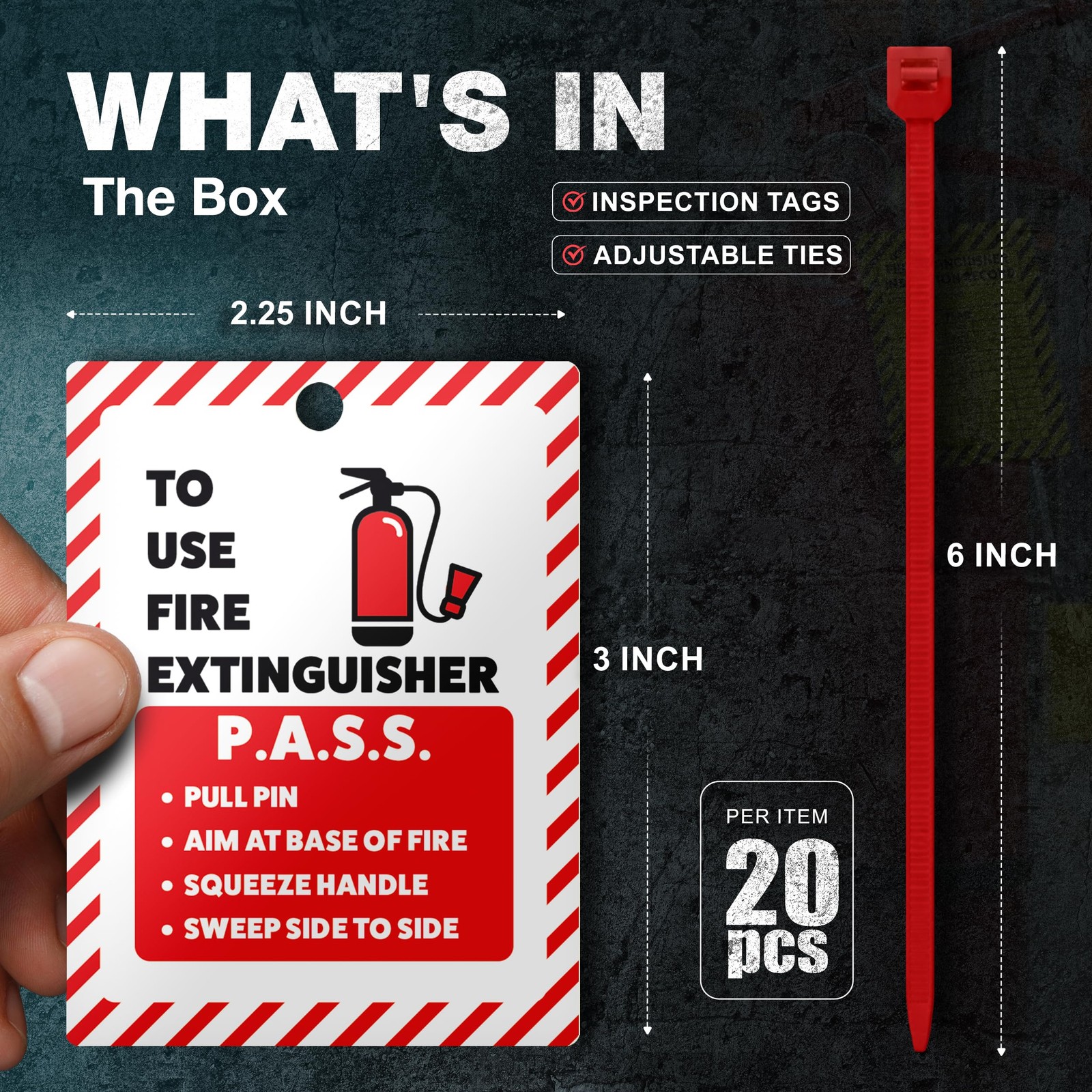 Fire Extinguisher Inspection Tags, 2026-2029, 20-Pack, Durable Red Plastic