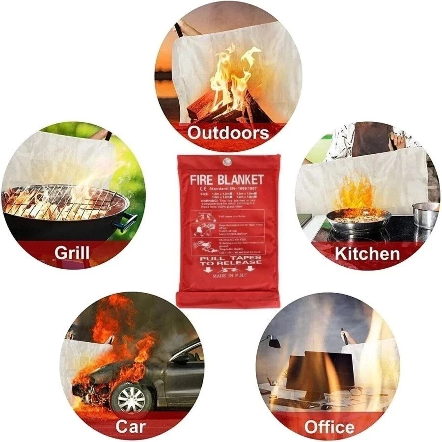 4-PACK FIRE BLANKET Fiberglass Hero 39”x39” Emergency Home Retardant Prepared