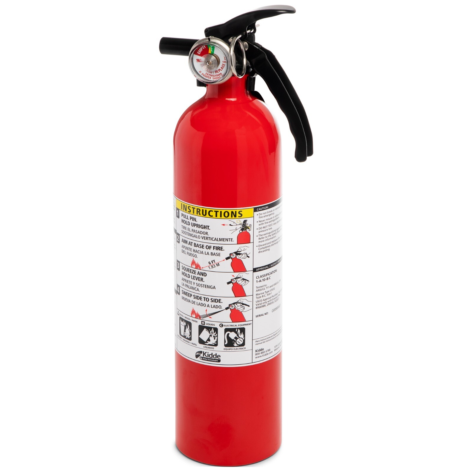 Kidde Multipurpose Home Fire Extinguisher, UL Rated 1-A:10-B:C, Model KD82-110AB
