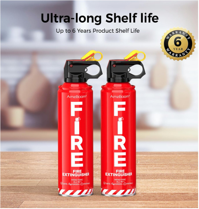 2-Pack Fire Extinguisher for Home, Kitchen, Car, and Grill with Mounting Bracket