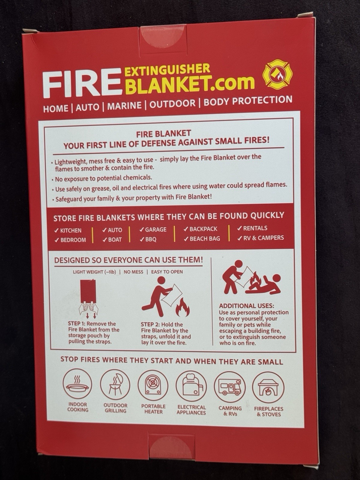 2-pack Klear Concepts 40″ X 40″ Fire Extinguisher Blanket Fire Suppression