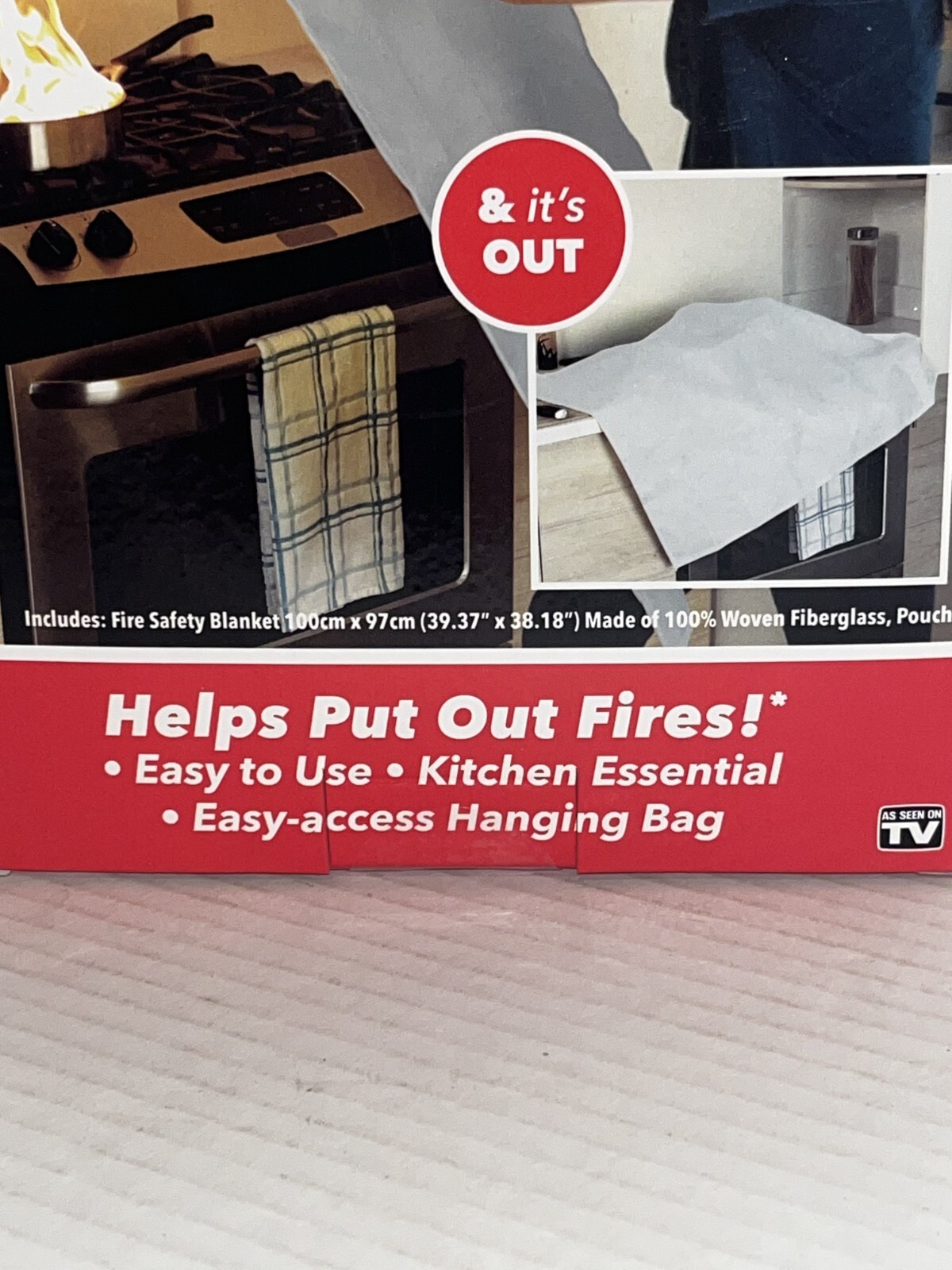 Over & Out Fire Safety Blanket 39.37 x 38.18 Kitchen Home Protection