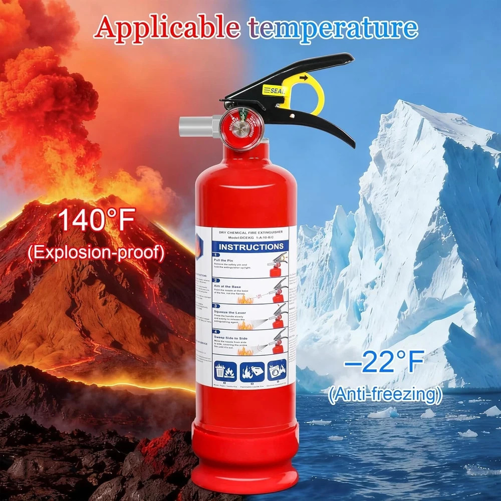 2 Pack ABC Dry Chemical Fire Extinguishers, 2.5 lb 1A:10B:C Rating for Home, Veh