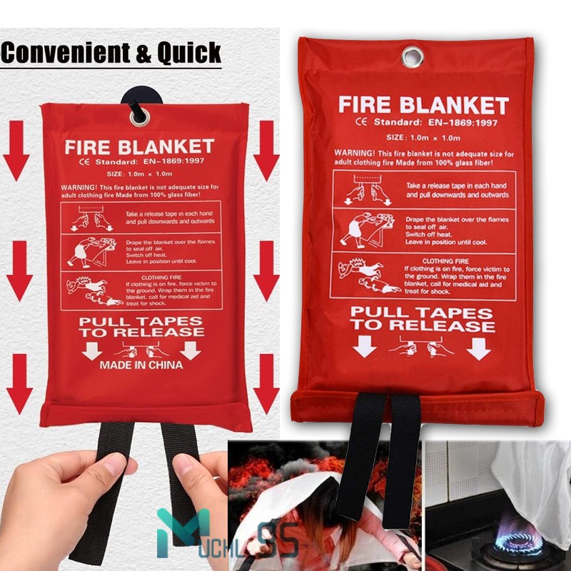 8/4PCS LARGE FIRE BLANKET Fiberglass Emergency Home Retardant Prepared 59”x59”