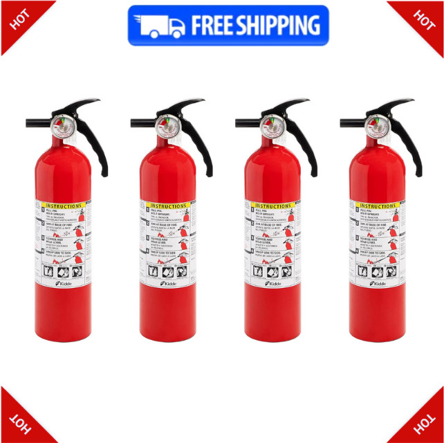 Kidde Fire Extinguisher for Home, 1-A:10-B,Red, 4 Pack with Bracket