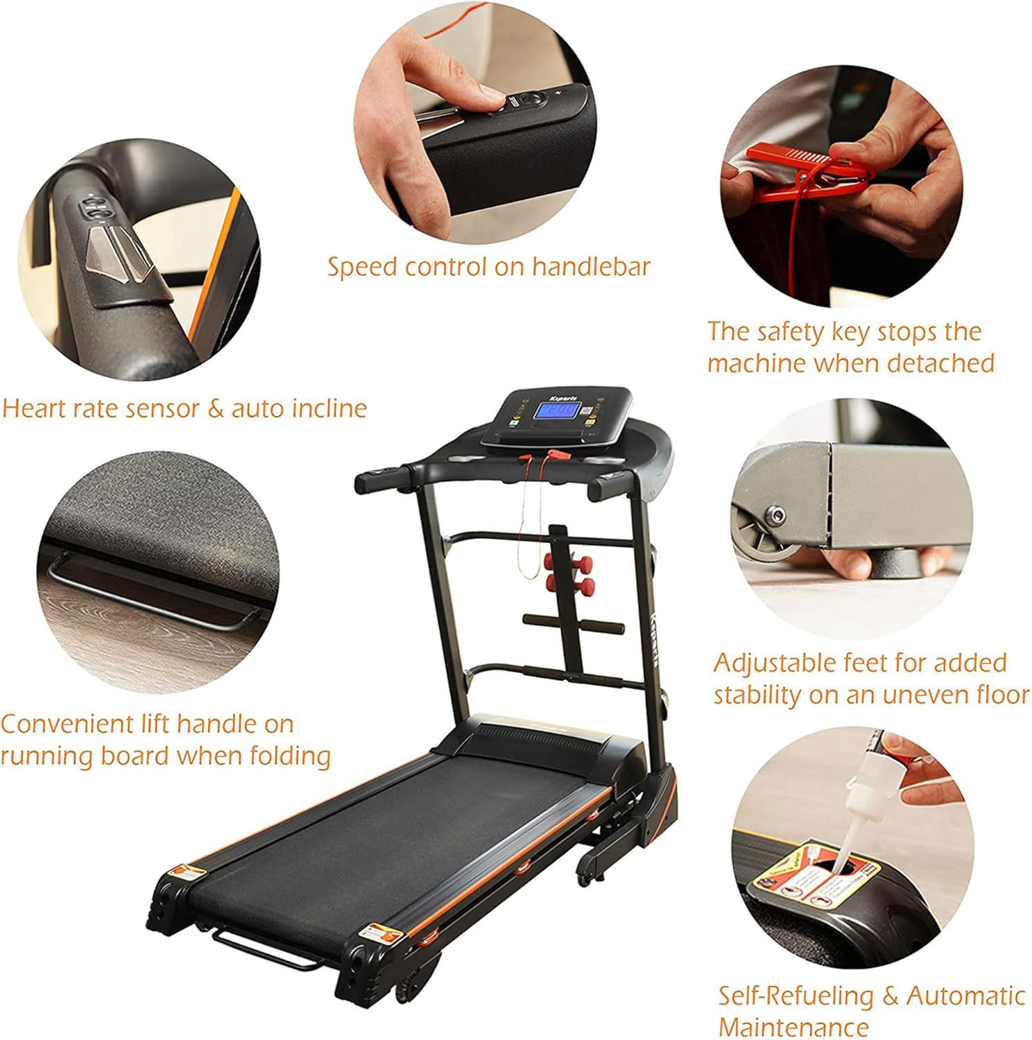 Treadmill Bundle | Electric Folding Incline Treadmill with Auto/Manual Incline,