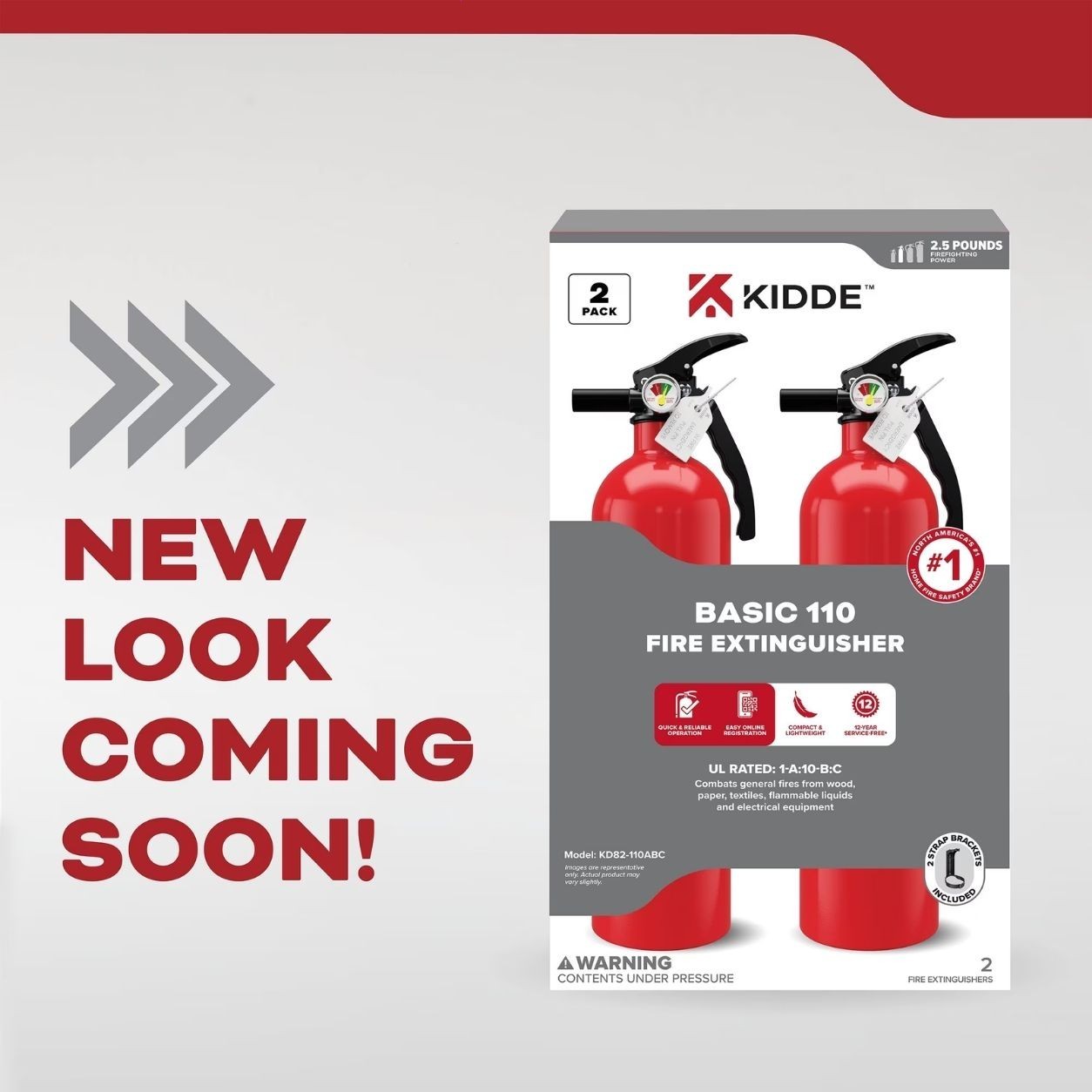 Kidde Basic 1A10BC Home Fire Extinguisher Red 2 Pack Brackets