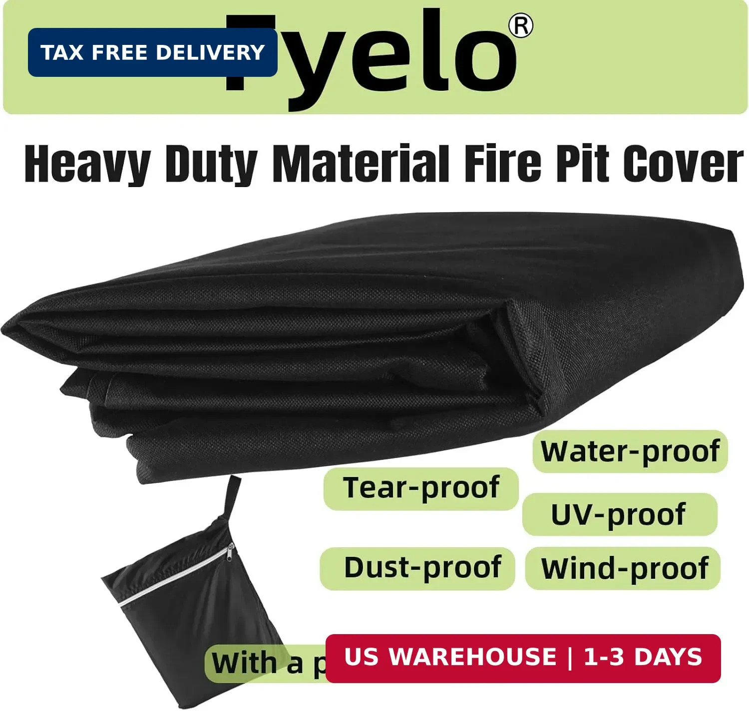 30 Inch Gas Fire Pit Cover for 28-30 Inch Square Fire Pit Tables, Heavy Duty 600
