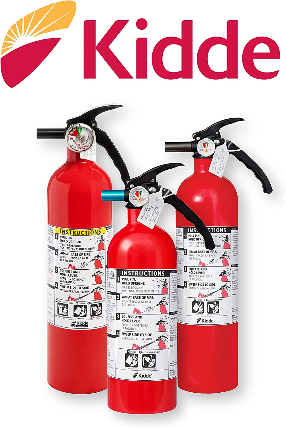 Fire Extinguisher for Home, 1-A:10-B:C, Dry Chemical Extinguisher, Red, Mounting