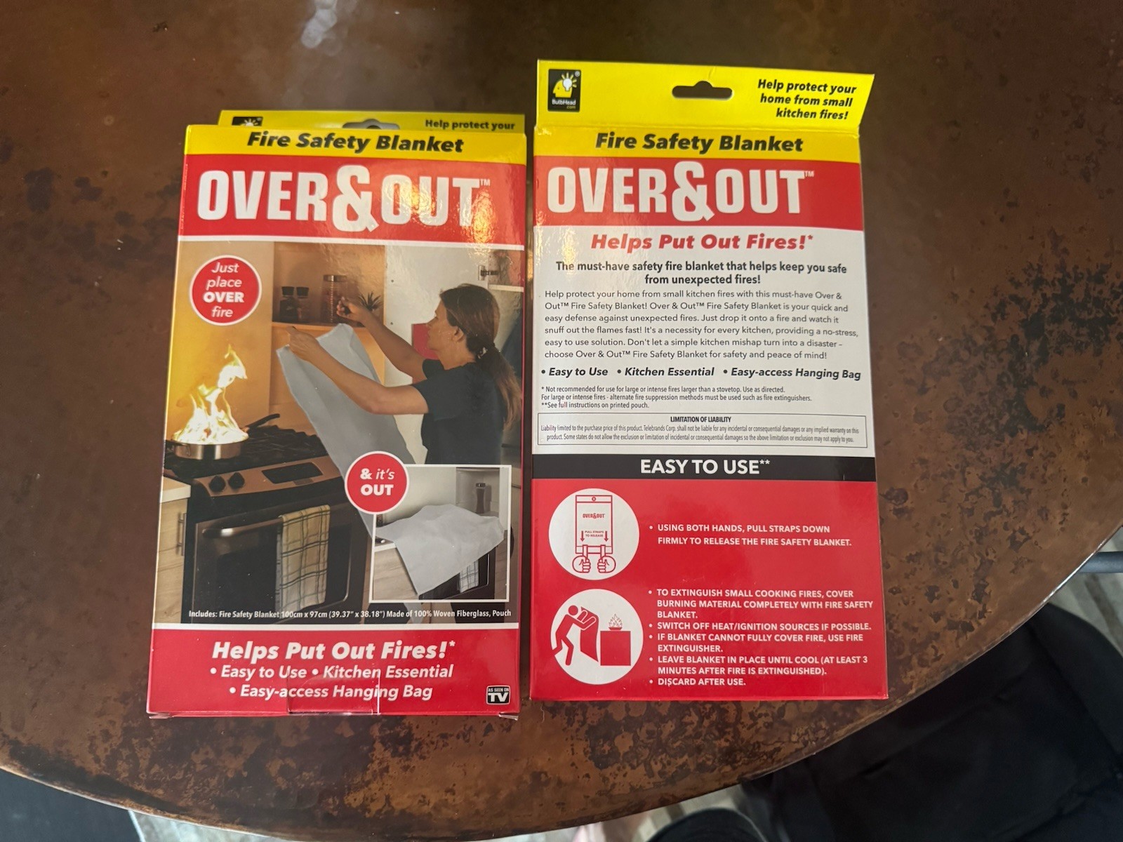 Over & Out Fire Safety Blanket X 2! New In Box! Retail $20-30 Each!