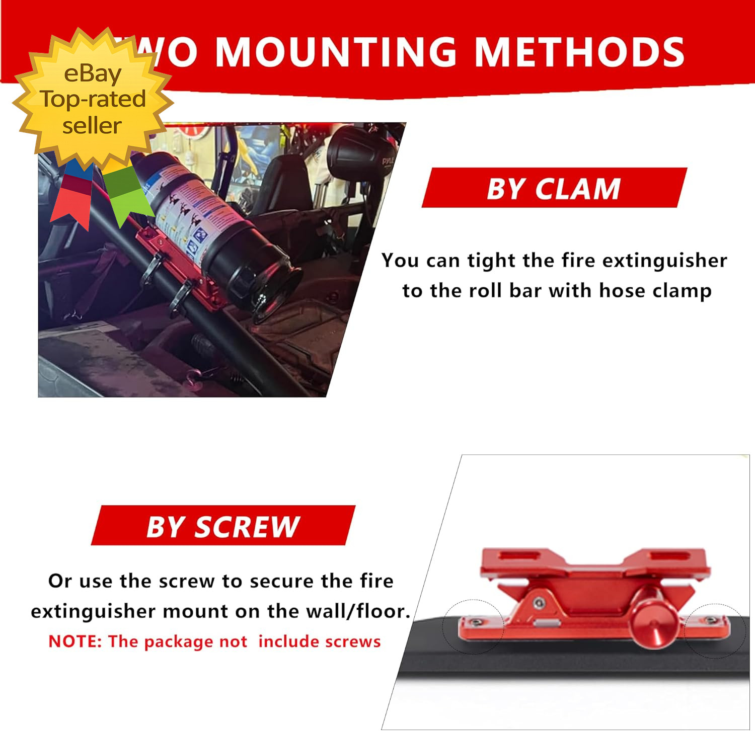 Quick Release Fire Extinguisher Mount – Aluminum Adjustable UTV Roll Bar Fire Ex