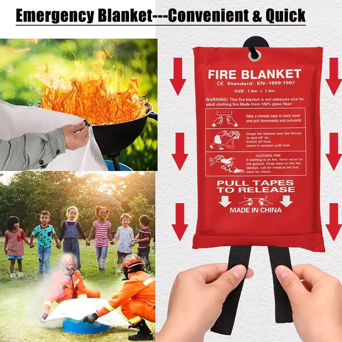 2-10PCS FIRE BLANKET Fiberglass Hero Emergency Home Retardant Prepared 39”x39”