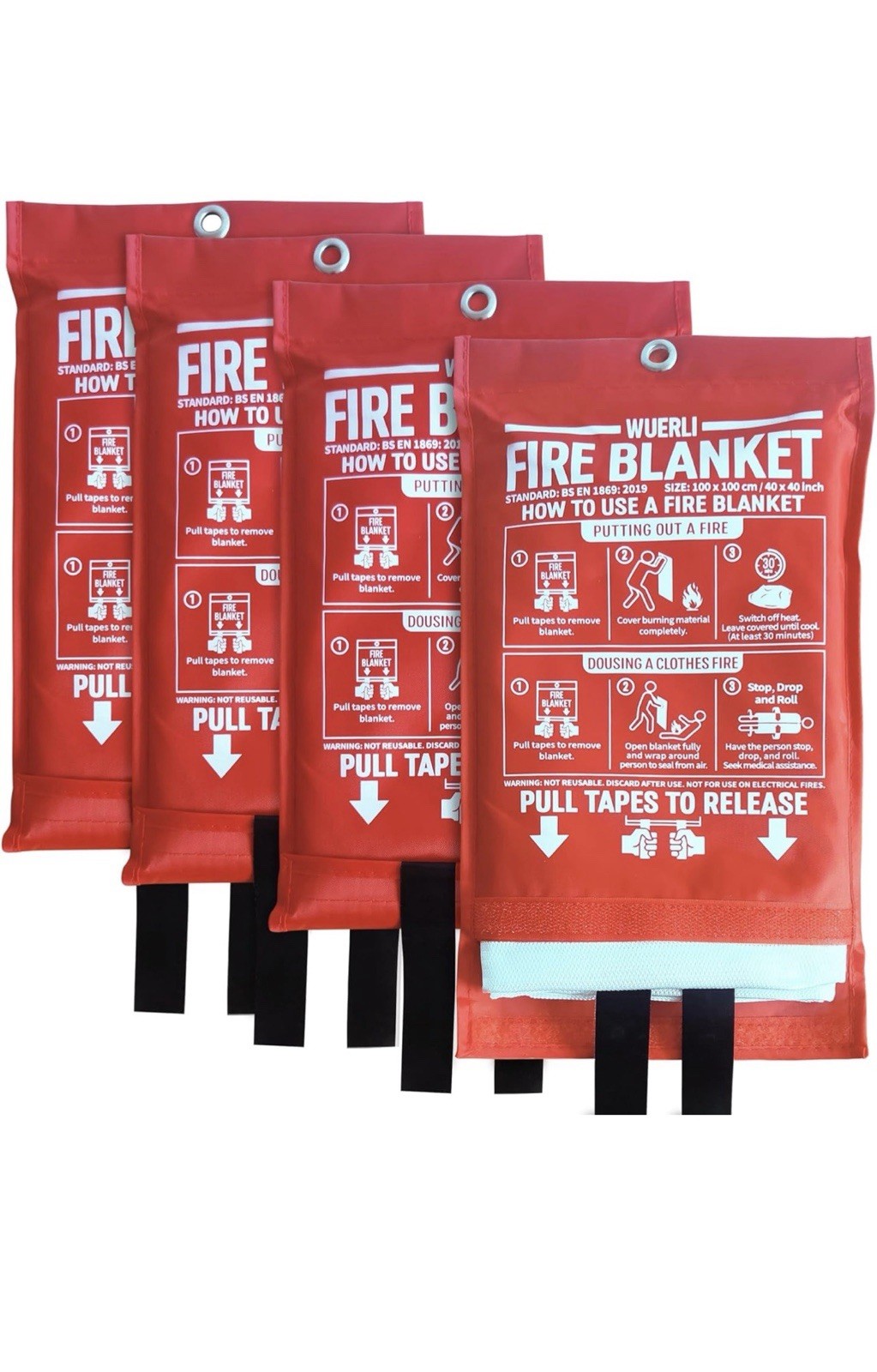 Fire Blanket for Home and Kitchen,40″ x 40″,4 Pack,Emergency Fire Blanket