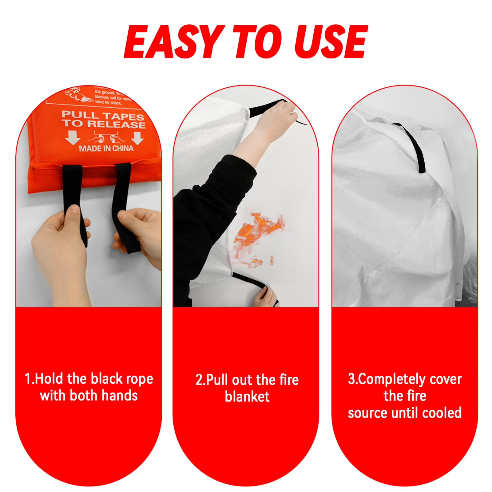 Emergency Fire Blanket Quick Release In Case For Home Office Car- Fast Shipping