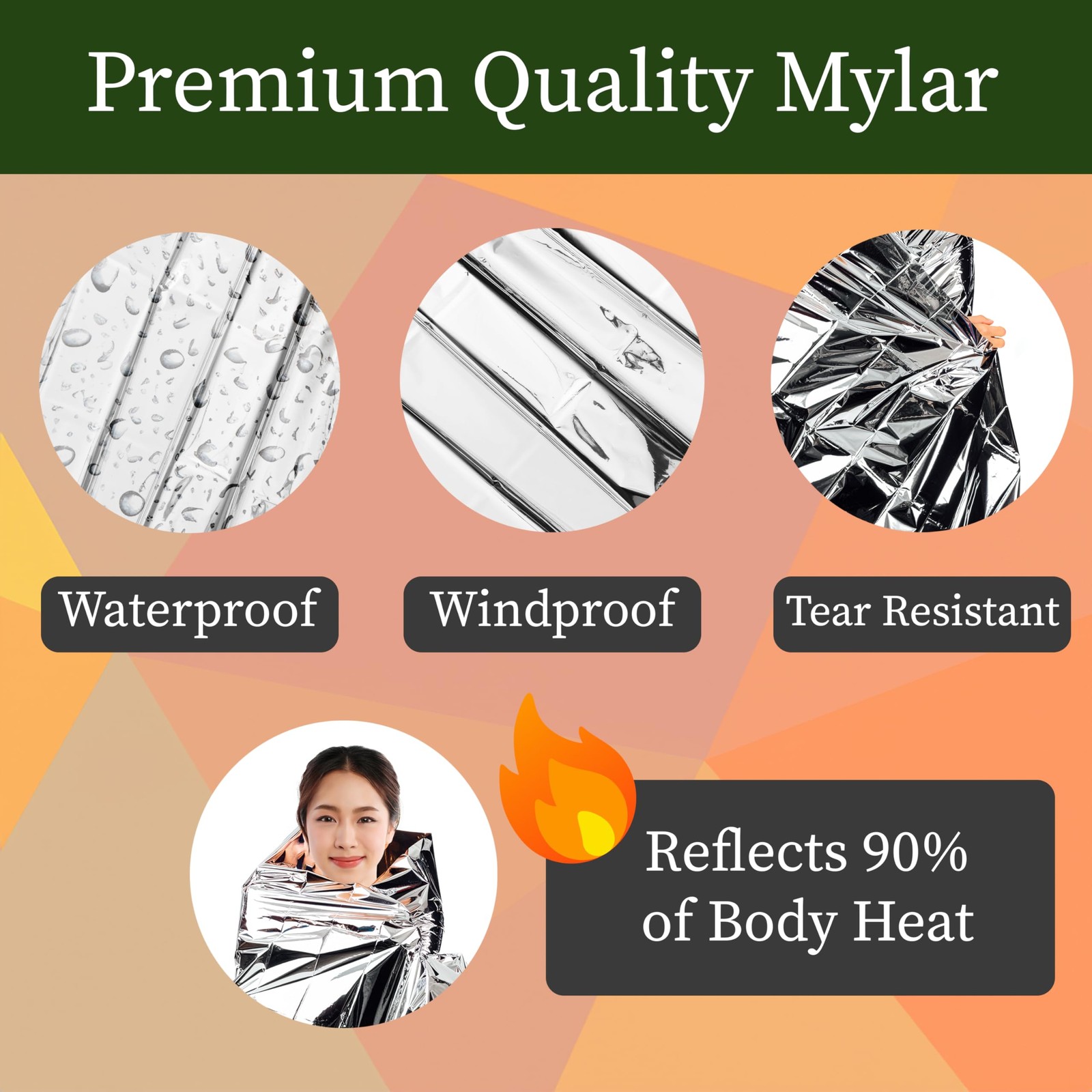 Emergency Mylar Blankets (10 Pack) Thermal Foil Survival Rescue Disaster Outd…