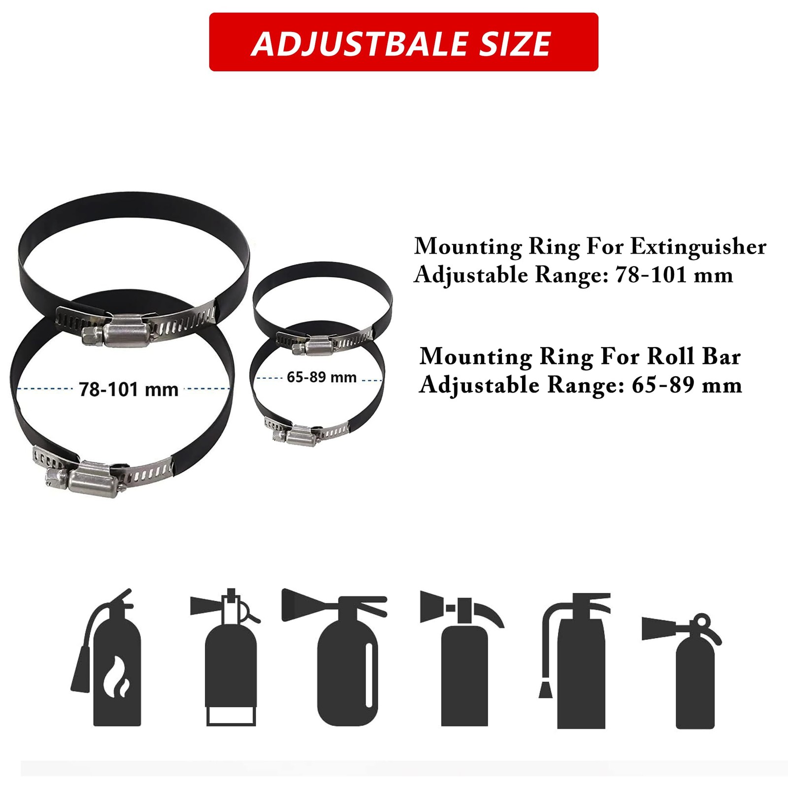 Quick Release Fire Extinguisher Mount – Aluminum Adjustable UTV Roll Bar Fire