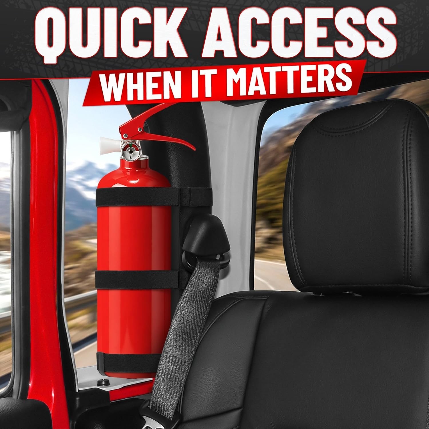 Patriotic Fire Extinguisher Mount with Quick Release for UTV & Off-Road Use