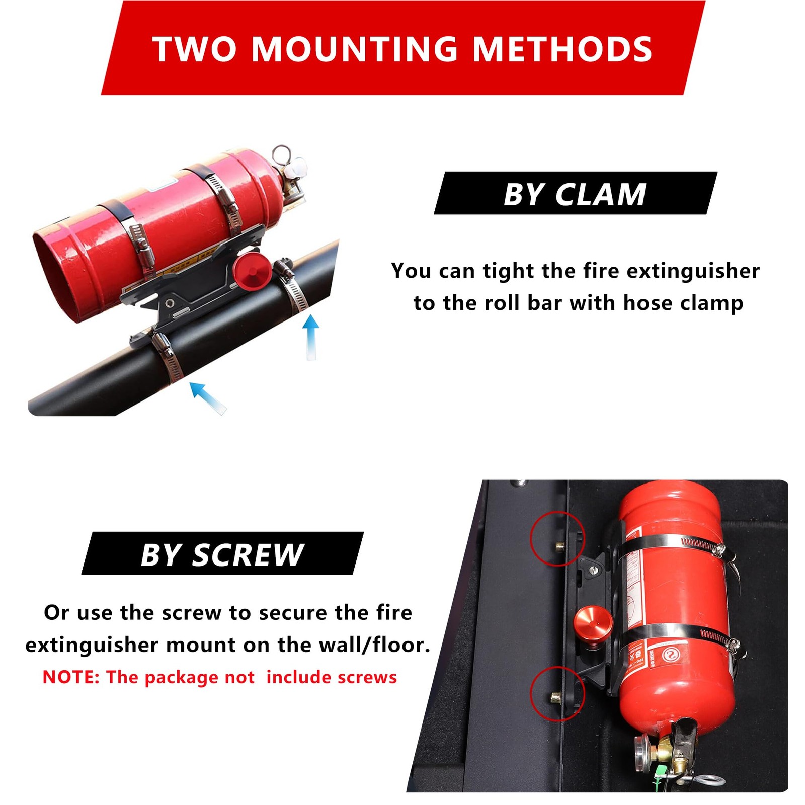 Quick Release Fire Extinguisher Mount – Aluminum Adjustable UTV Roll Bar Fire