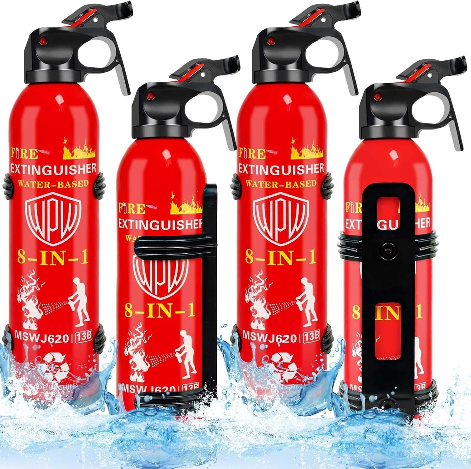 4 Pack Car Fire Extinguisher with Bracket 620ml, 8 in 1 Fire Extinguishers