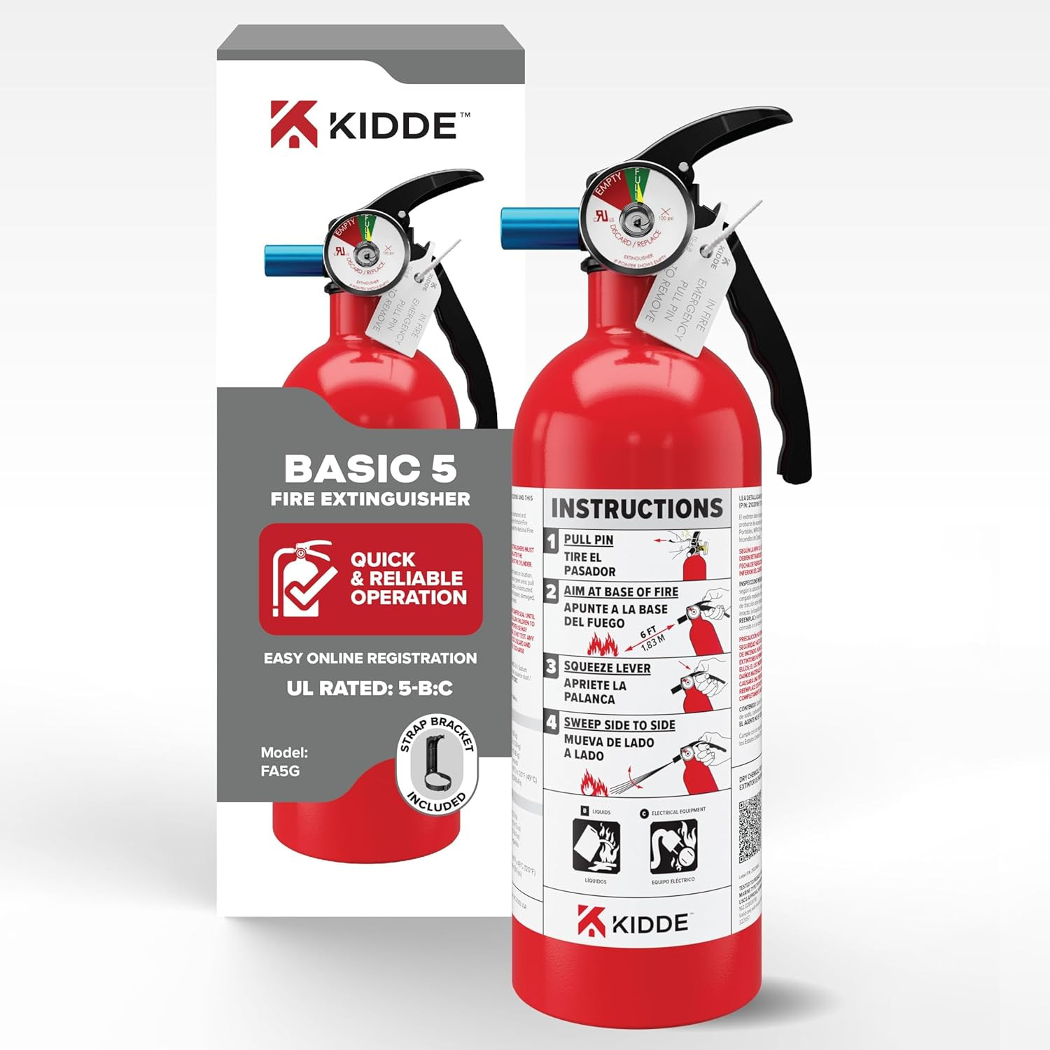 Single-Use 5BC Fire Extinguisher for Home Office Residential Emergency Safety