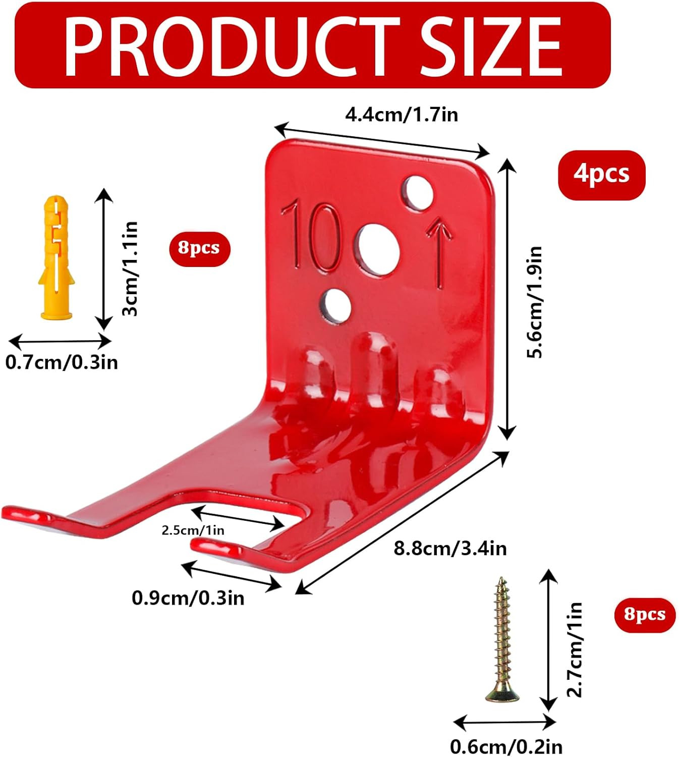 Fire Extinguisher Mounting Brackets – 4 Pack Wall Hook Holders for 10 Lb Units