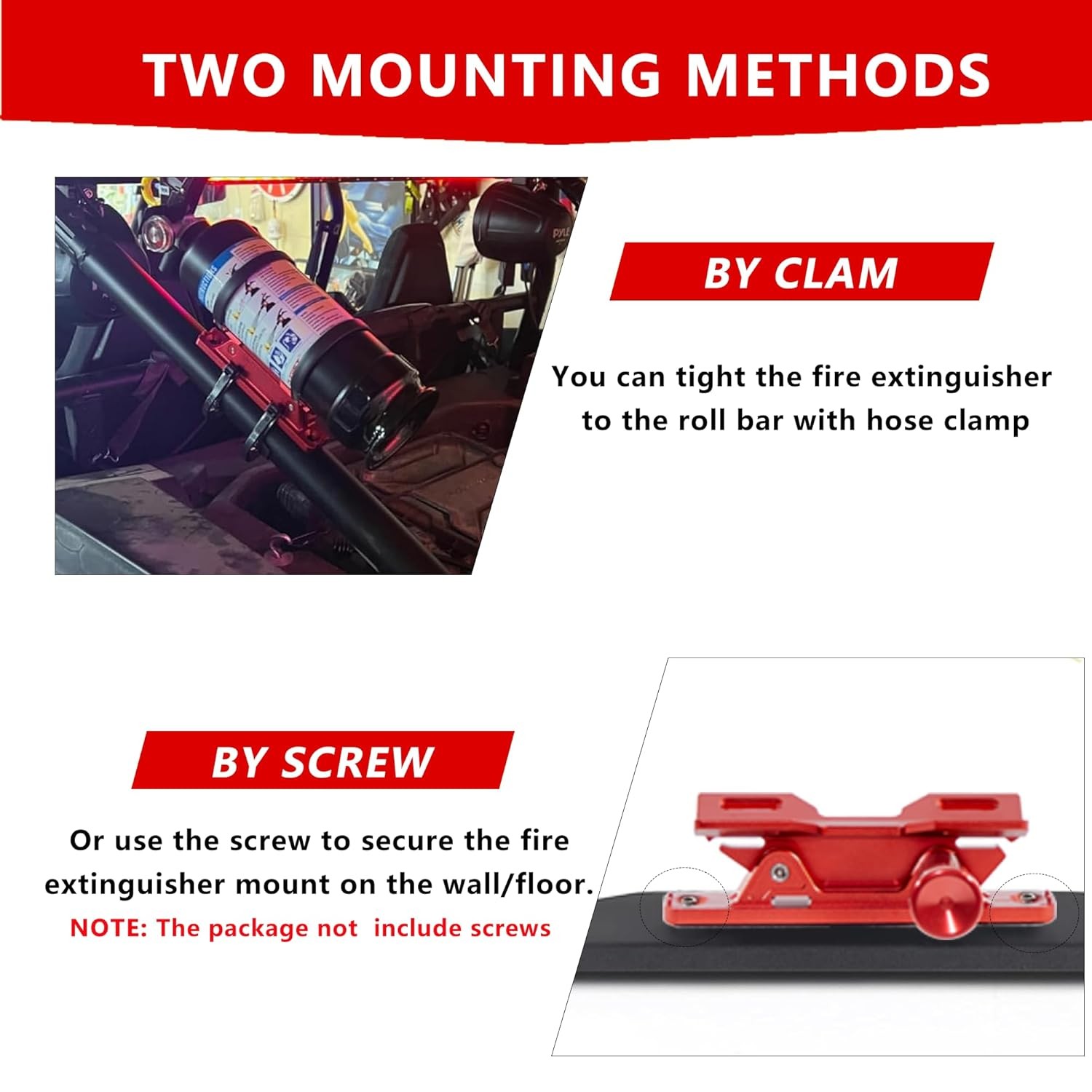 Aluminum Quick Release Fire Extinguisher Mount Red Fits 1-10LB Extinguishers