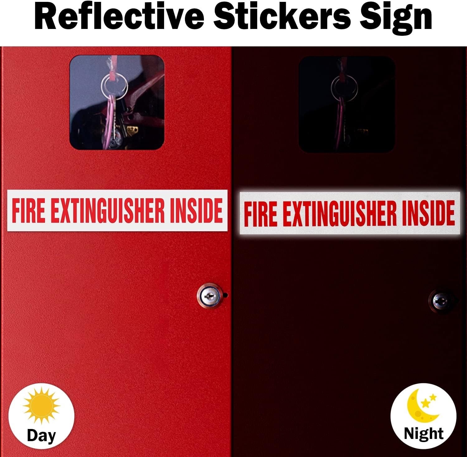 🔥🧯(TWO) “FIRE EXTINGUISHER INSIDE” 9″ x 1.7″ Self-Adhesive Vinyl Reflective