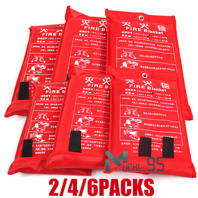 2/4/6x Large FIRE BLANKET Fiberglass Emergency Home Retardant Prepared 59”x59”