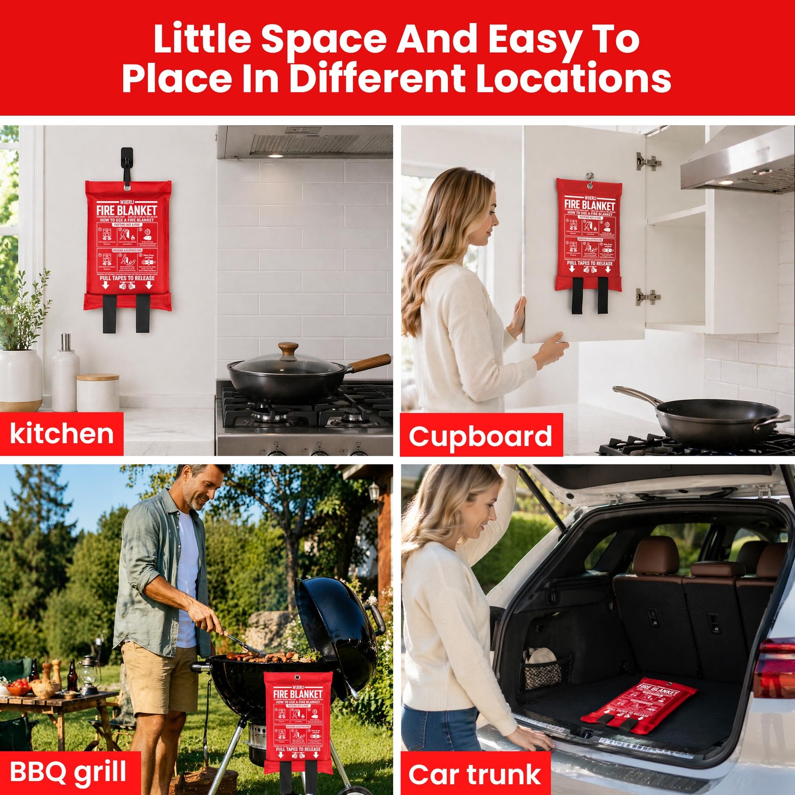 Fire Blanket for Home and Kitchen,40″ x 40″,4 Pack,Emergency Fire Blanket