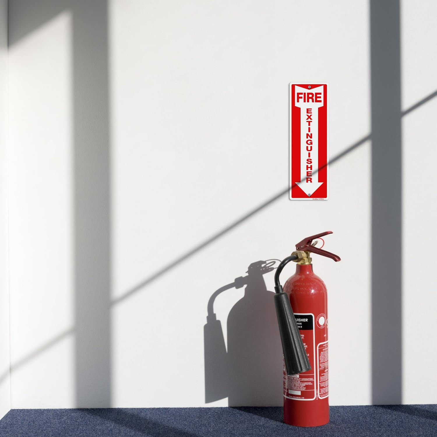 Fire Extinguisher Sign, 12″X4″ .040 Rust Free Heavy Aluminum, Reflective, Weathe