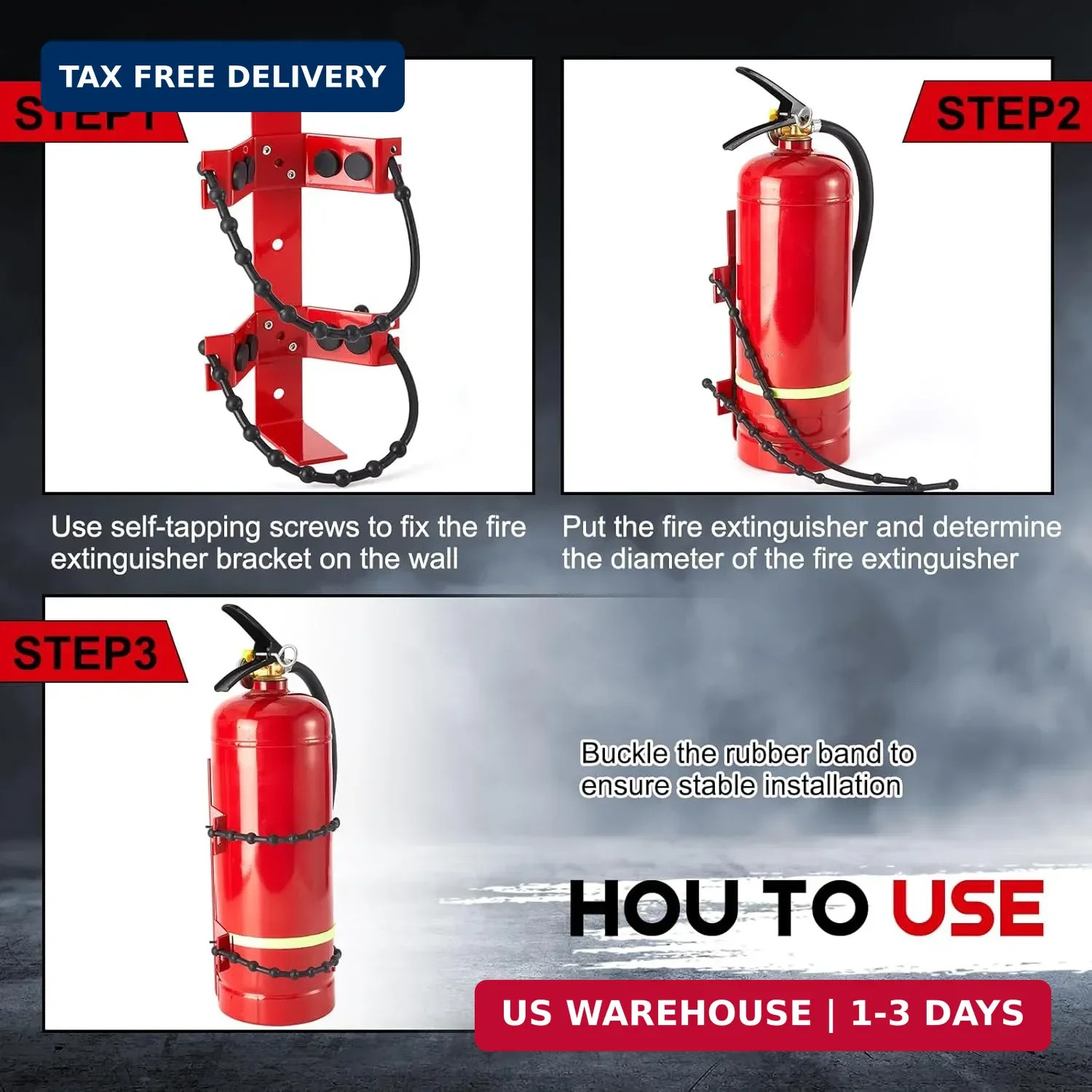 RattanView 2 Pcs Fire Extinguisher Mount Bracket Adjustable, Supports up to 2.5
