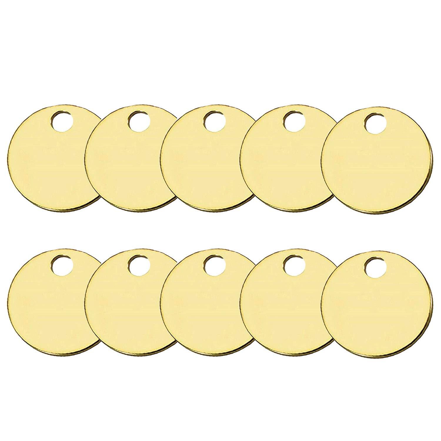 Solid Brass Round Tag One Hole And 11/4 Inch Diameter 100 Per Box 26012