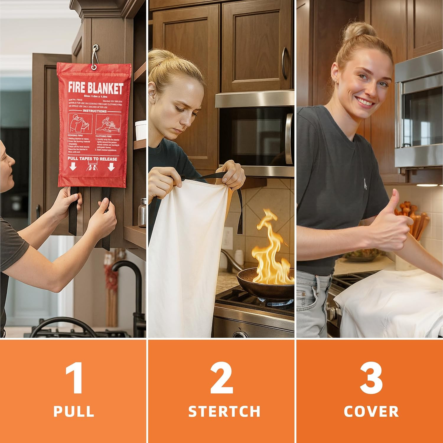 Emergency Fire Blanket 4 Pack – 40″ x 40″ Safe for Home, Kitchen & RV